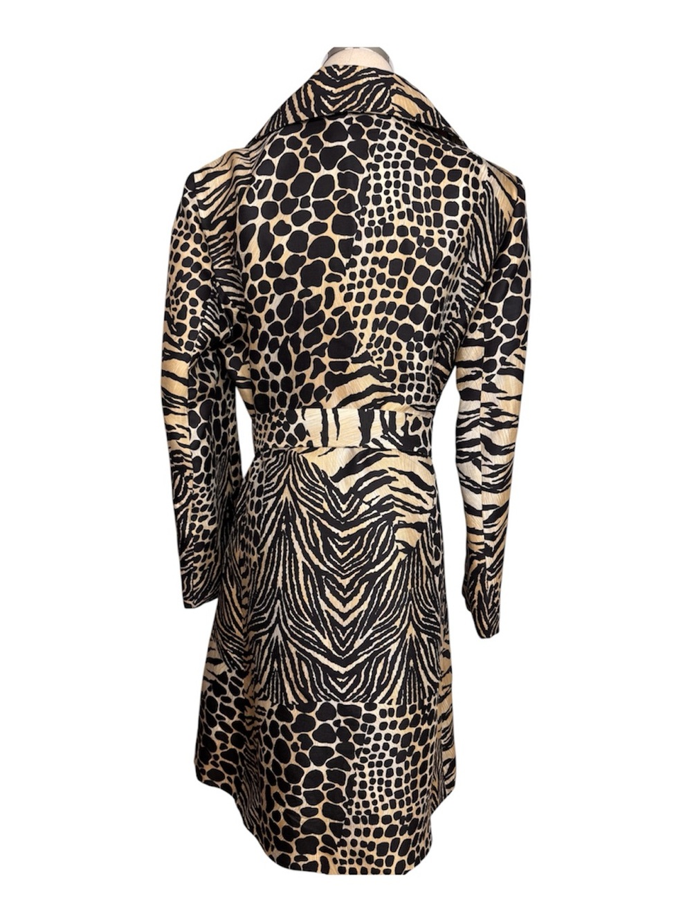 Vintage Dolce & Gabbana 100% Silk Animal Print Belted Jacket Size 42 - Picture 6 of 8